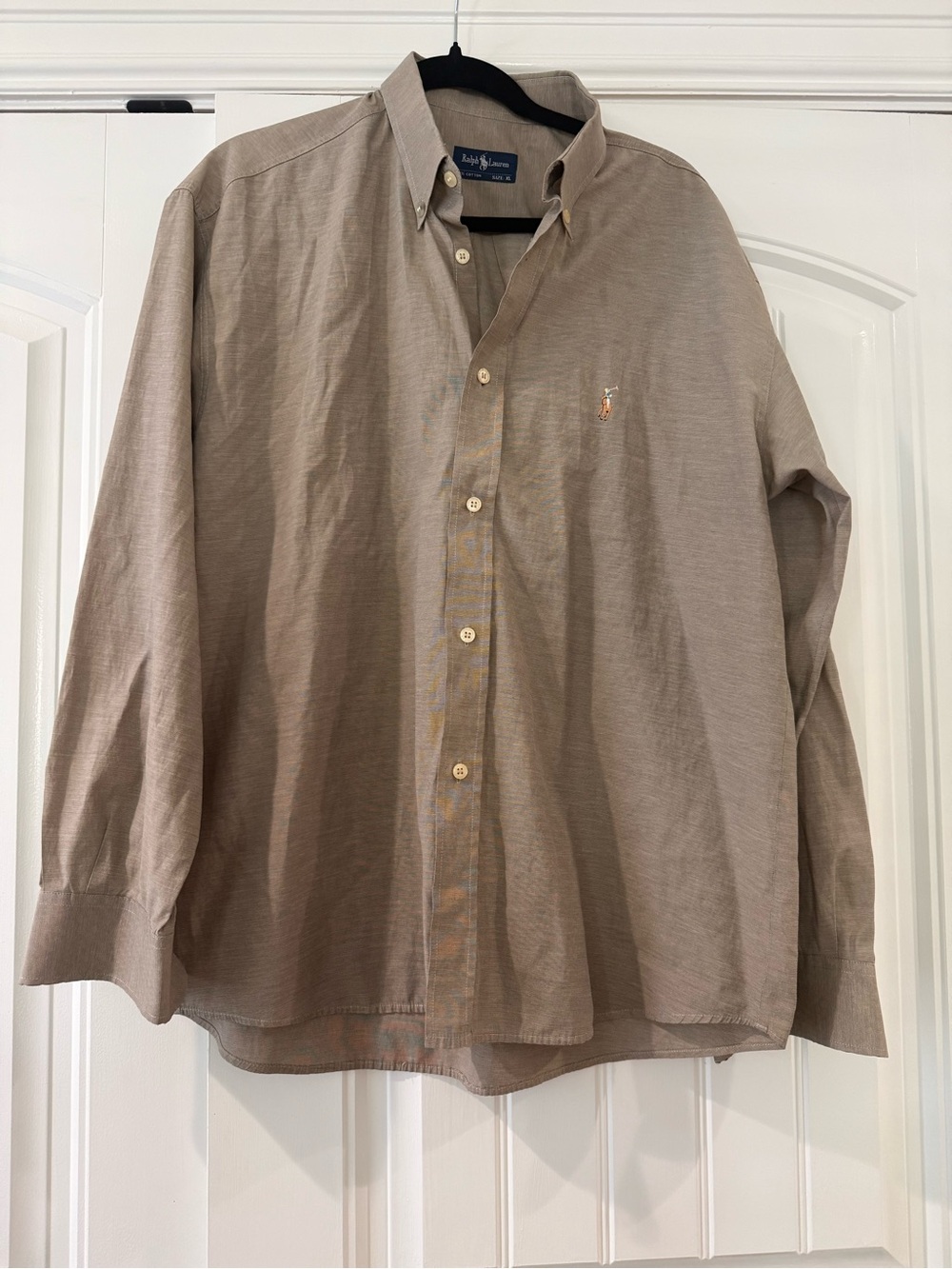 Vintage Polo by Ralph Lauren Men's Button-Down Dress Shirt in Taupe